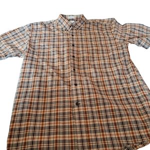 Cutter & Buck Mens Button Down Shirt Large Short Sleeve Plaid